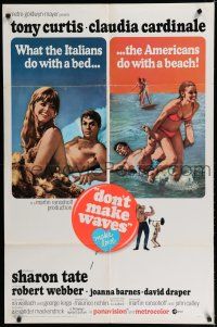 8e237 DON'T MAKE WAVES int'l 1sh '67 Tony Curtis with super sexy Sharon Tate & Claudia Cardinale!