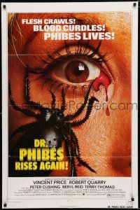 8e246 DR. PHIBES RISES AGAIN 1sh '72 Vincent Price, classic close up of a spider in woman's eye!