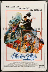 8e263 ELECTRA GLIDE IN BLUE style B 1sh '73 cool Blossom art of motorcycle cop Robert Blake!