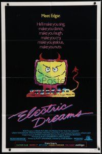 8e264 ELECTRIC DREAMS 1sh '84 Virginia Madsen, wacky art of smiling devil computer!