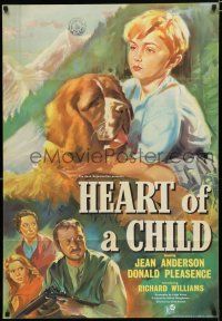 8e405 HEART OF A CHILD English 1sh '58 great artwork of boy and his St. Bernard dog!