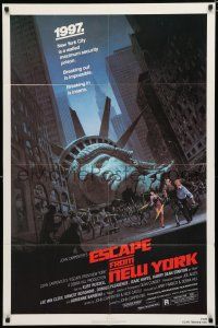 8e269 ESCAPE FROM NEW YORK NSS style 1sh '81 Carpenter, art of decapitated Lady Liberty by Jackson!