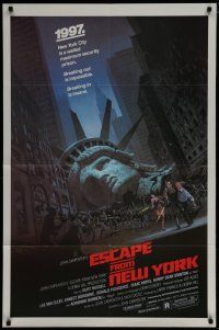 8e270 ESCAPE FROM NEW YORK studio 1sh '81 Carpenter, art of decapitated Lady Liberty by Jackson!