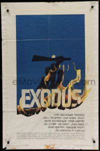 8e277 EXODUS 1sh '61 Otto Preminger, great artwork of arms reaching for rifle by Saul Bass!