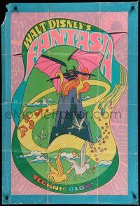 8e283 FANTASIA 1sh R70 Disney musical cartoon classic, wild psychedelic artwork!