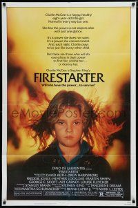 8e299 FIRESTARTER 1sh '84 close up of creepy eight year-old Drew Barrymore, sci-fi!