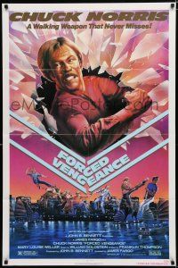 8e315 FORCED VENGEANCE 1sh '82 Chuck Norris is a walking weapon that never misses, Gleason art!