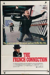 8e324 FRENCH CONNECTION 1sh '71 Gene Hackman in movie chase, directed by William Friedkin!