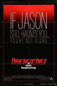 8e327 FRIDAY THE 13th PART V 1sh '85 A New Beginning, Jason haunts you, slasher horror sequel!