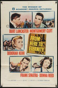 8e332 FROM HERE TO ETERNITY 1sh R58 Burt Lancaster, Clift, Kerr, Frank Sinatra, Donna Reed!