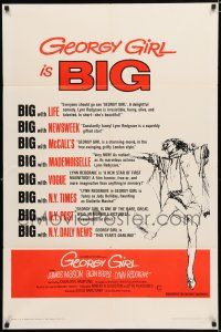 8e346 GEORGY GIRL style B 1sh '66 Lynn Redgrave, James Mason, Alan Bates, Charlotte Rampling!