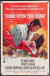 8e367 GONE WITH THE WIND 1sh R70 Clark Gable, Vivien Leigh, Howard, de Havilland, all-time classic!