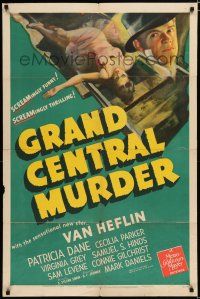 8e369 GRAND CENTRAL MURDER 1sh '42 the sensational new star Van Heflin!