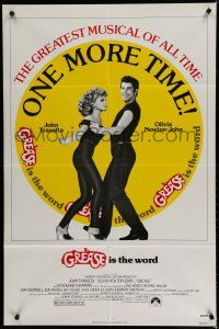 8e371 GREASE 1sh R80 close up of John Travolta & Olivia Newton-John in a most classic musical!