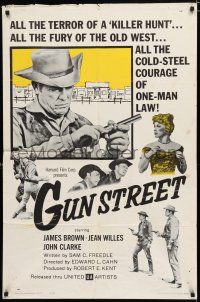 8e383 GUN STREET 1sh '61 James Brown checking his revolver, Jean Willes