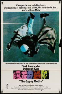 8e385 GYPSY MOTHS style B 1sh '69 Burt Lancaster, John Frankenheimer, cool sky diving image!