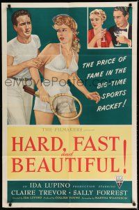 8e398 HARD, FAST & BEAUTIFUL 1sh '51 Ida Lupino, art of sexy tennis player Sally Forrest!