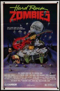 8e396 HARD ROCK ZOMBIES 1sh '85 wild art, they came from the grave to rock n' rave & misbehave!