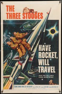 8e401 HAVE ROCKET WILL TRAVEL 1sh '59 wonderful sci-fi art of The Three Stooges in space!