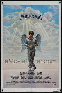 8e409 HEAVEN CAN WAIT 1sh '78 art of angel Warren Beatty wearing sweats, football!