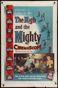8e418 HIGH & THE MIGHTY 1sh '54 John Wayne, Claire Trevor, directed by William Wellman!
