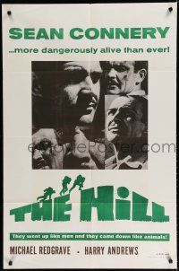 8e421 HILL military 1sh '65 directed by Sidney Lumet, great close up of Sean Connery!