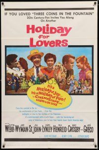 8e425 HOLIDAY FOR LOVERS 1sh '59 Jane Wyman, Jill St. John & Lynley steal kisses in Brazil!