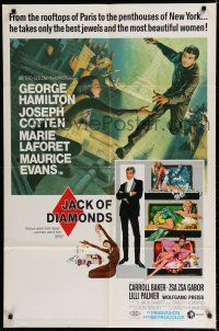 8e458 JACK OF DIAMONDS 1sh '67 George Hamilton steals jewels & sexy women from Paris to New York!