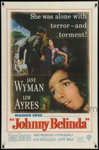 8e470 JOHNNY BELINDA 1sh '48 Jane Wyman was alone with terror and torment, Lew Ayres