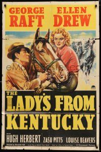 8e491 LADY'S FROM KENTUCKY style A 1sh '39 George Raft, Ellen Drew, cool horse racing image!