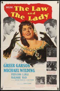 8e496 LAW & THE LADY 1sh '51 great full-length sexiest artwork of Greer Garson in all black gown!