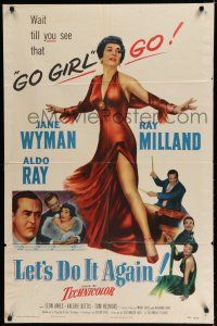 8e502 LET'S DO IT AGAIN 1sh '53 Ray Milland, art of sexy go go girl Jane Wyman!