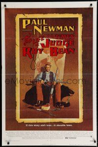 8e507 LIFE & TIMES OF JUDGE ROY BEAN 1sh '72 John Huston, art of Paul Newman by Richard Amsel!