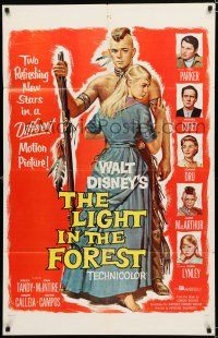 8e508 LIGHT IN THE FOREST 1sh '58 Disney, art of Native American James MacArthur by Reynold Brown!