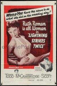 8e509 LIGHTNING STRIKES TWICE 1sh '51 sexy smoking bad girl Ruth Roman is all woman!