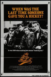 8e527 LORDS OF FLATBUSH int'l 1sh '74 cool portrait of Fonzie, Rocky, & Perry, greasers in leather!