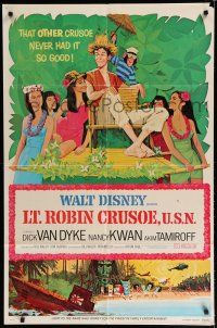 8e532 LT. ROBIN CRUSOE, U.S.N. 1sh R74 Disney, cool art of Dick Van Dyke & island babes!
