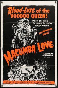 8e537 MACUMBA LOVE 1sh R68 weird, shocking savagery in native jungle, cool art of voodoo queen!