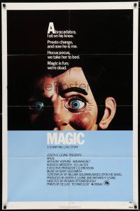 8e539 MAGIC 1sh '78 Richard Attenborough, ventriloquist Anthony Hopkins, creepy dummy image!