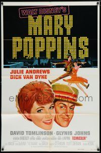 8e557 MARY POPPINS style A 1sh R73 Julie Andrews & Dick Van Dyke in Walt Disney's musical classic!