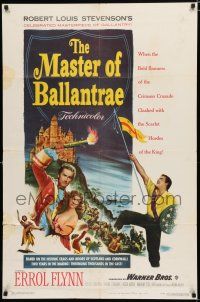 8e562 MASTER OF BALLANTRAE 1sh '53 Errol Flynn, Scotland, from Robert Louis Stevenson story!