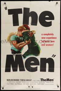 8e568 MEN 1sh '50 very first Marlon Brando, Jack Webb, directed by Fred Zinnemann!