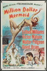 8e572 MILLION DOLLAR MERMAID 1sh '52 sexy swimmer Esther Williams in swimsuit & crown!