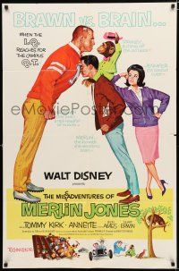 8e575 MISADVENTURES OF MERLIN JONES style B 1sh '64 Disney, art of Annette Funicello, Kirk & chimp!