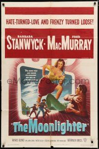 8e585 MOONLIGHTER 1sh '53 excellent 3-D image of sexy Barbara Stanwyck & Fred MacMurray!