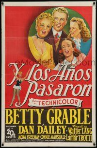8e589 MOTHER WORE TIGHTS Spanish/U.S. 1sh '47 artwork of Betty Grable, Dan Dailey, Mona Freeman!