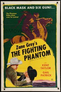 8e601 MYSTERIOUS RIDER 1sh R52 cool cowboy western art of Phantom riding his horse, Zane Grey!