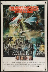 8e606 NEPTUNE FACTOR teaser 1sh '73 great sci-fi art of giant fish & sea monster by John Berkey!