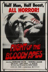 8e614 NIGHT OF THE BLOODY APES 1sh '72 La Horripilante bestia humana, Rene Cardona horror!