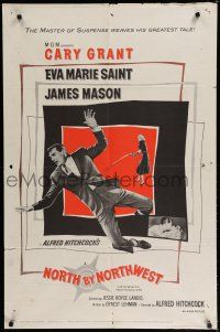 8e622 NORTH BY NORTHWEST 1sh '59 Alfred Hitchcock classic, Cary Grant, Eva Marie Saint!